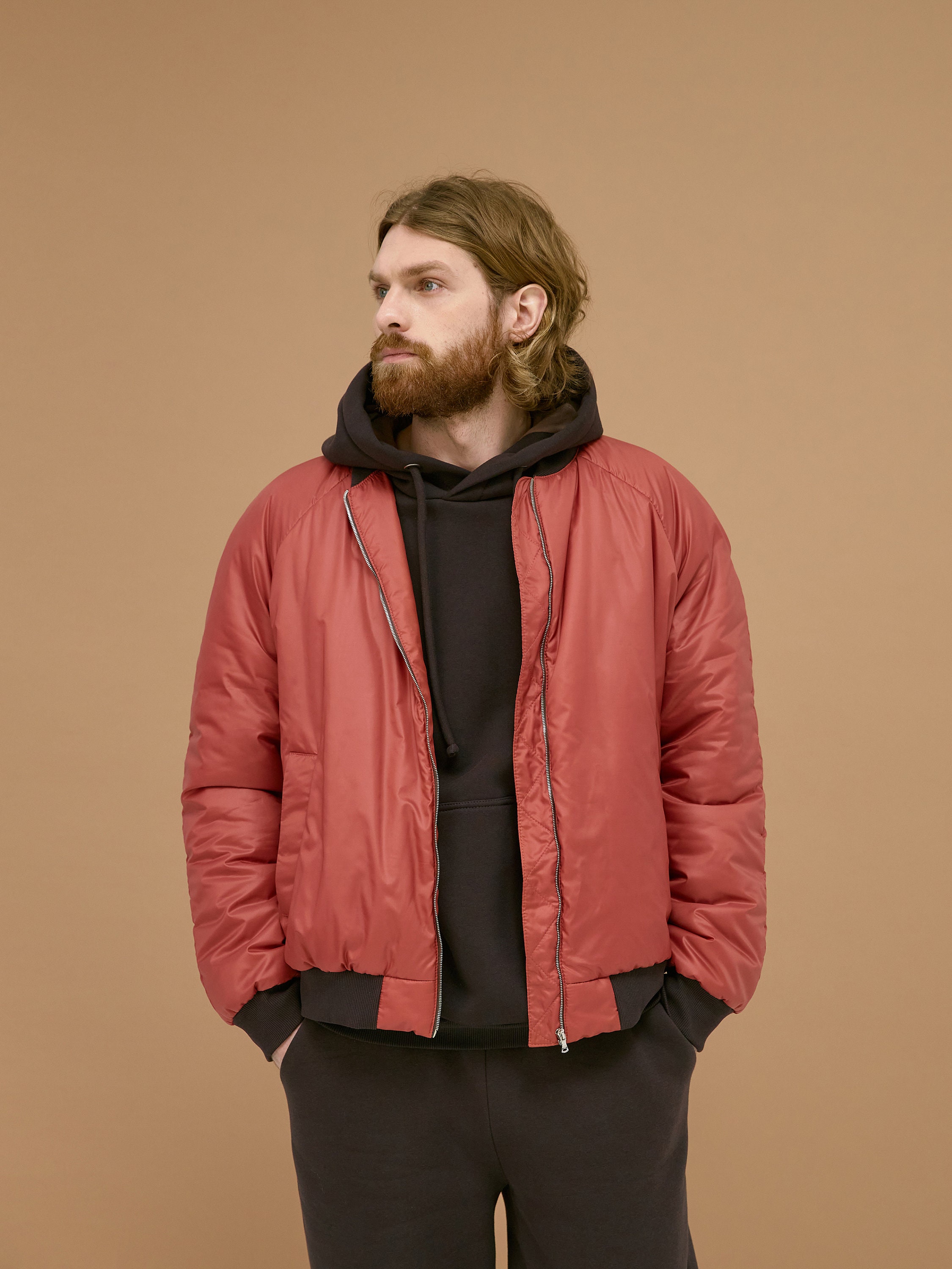 ◆Sienne◆ Brun Checked Bomber Jacket Red Brown S4SJK039 61kNHASBpuL._UY350_.jpg