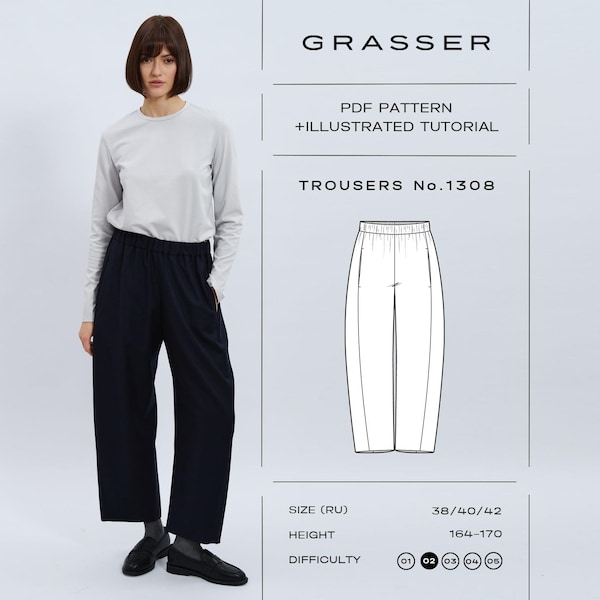 Baggy Trousers Sewing Pattern PDF | Sizes 38 / 40 / 42 (RU) | Grasser Pattern No. 1308