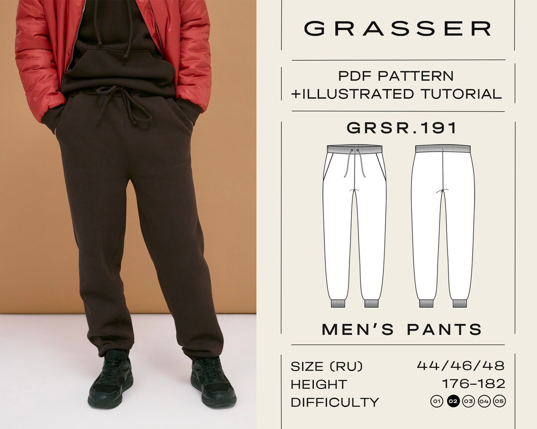 Men's Pants Sewing Pattern With Tutorial Sizes 44 / 46 / Etsy