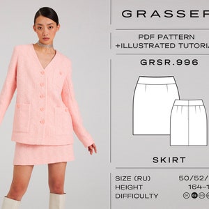 Skirt sewing pattern with tutorial | sizes 50 / 52 / 54 (RU) | model No.996