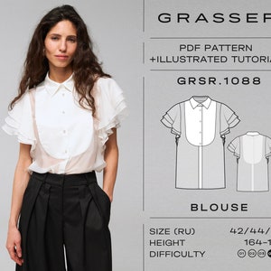 Blouse pdf sewing pattern for women | sizes 42 / 44 / 46 (RU) | model No. 1088