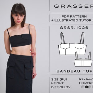 Bralette Top Sewing Pattern PDF | Crop Top Digital Pattern | Sizes 42 / 44 / 46 (RU) | Model No. 1026