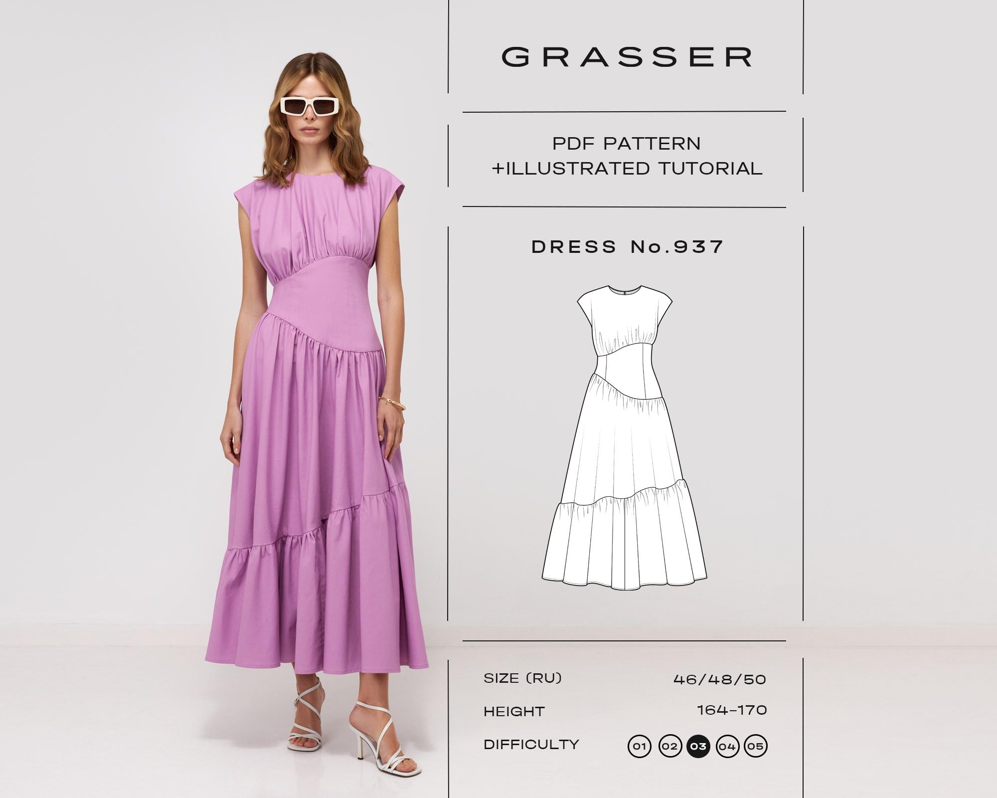 Tiered Maxi Dress Sewing Pattern No 937 | Sizes 46 / 48 / 50 (RU