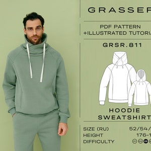 Men's hoodie and sweatshirt sewing pattern | sizes 52 / 54 / 56 (RU) | model No. 811