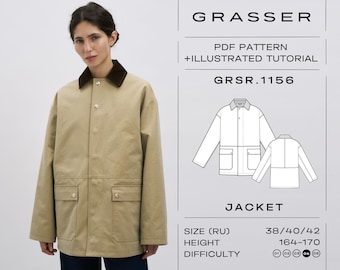 Barn Jacket Sewing Pattern No 1156 | Oversized Chore Coat | Sizes 38 / 40 / 42 (RU)
