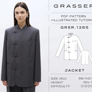 Blazer Sewing Pattern PDF | Chinese Jacket Digital Pattern | Sizes 38 / 40 / 42 (RU) | Grasser Pattern No. 1265