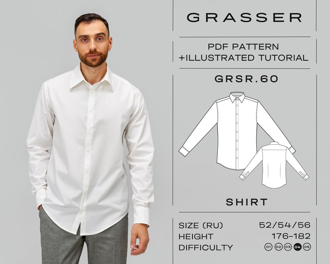 Men's Half Sleeves Shirt Sewing Pattern - A0022-22-V-04 main image 0