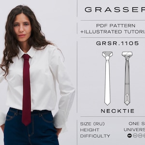 Tie Pattern PDF | Skinny Necktie Digital Pattern Model No. 1105