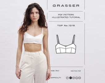 Naaipatroon bralette pdf | Digitaal patroon bh-topje | Maten 42 / 44 / 46 (RU) | Grasserpatroon nr. 1216