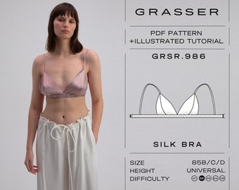 Silk bra pdf sewing pattern sizes 85B / 85C / 85D | model No.986