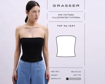 Strapless Tube Top Sewing Pattern PDF | Bandeau Corset Top | Sizes 38 / 40 / 42 (RU) | Pattern No. 1237