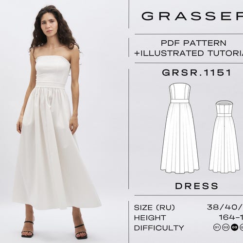 strapless dress sewing pattern 1950s Pattern, Women's Strap/Strapless Evening Dress, Gown V2131 (PDF) | Misses' Strapless