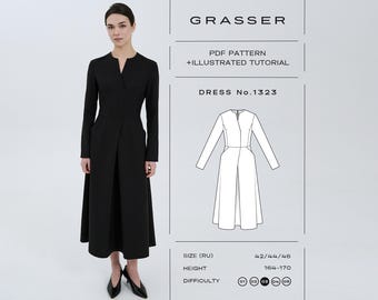 A-Linie Kleid Schnittmuster PDF | Größen 42 / 44 / 46 (RU) | Grasser-Muster Nr. 1323