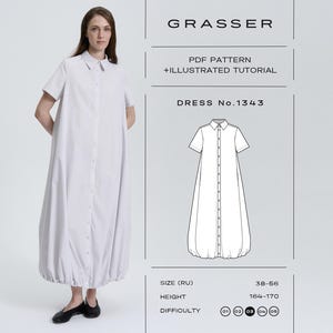 Ballonsaumkleid Schnittmuster Größen 38–56 (RU) | Grasser-Muster Nr. 1343