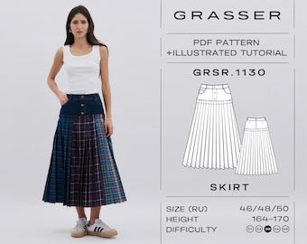 Yoke skirt pdf sewing pattern for women | sizes 46 / 48 / 50 (RU) | model No. 1130
