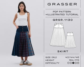 Yoke skirt pdf sewing pattern for women | sizes 42 / 44 / 46 (RU) | model No. 1130