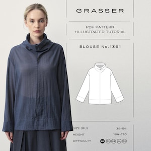 Blusmönster PDF Nybörjarvänligt | Storlekar 38–56 (RU) | Grasser Mönster Nr 1361