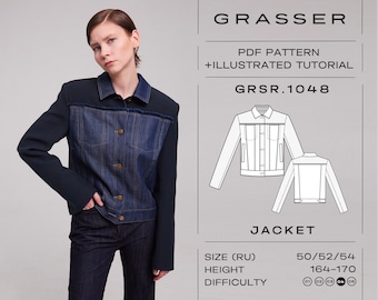 Denim Jacket Sewing Pattern PDF | Digital Download | Sizes 50 / 52 / 54 (RU) | Model No. 1048
