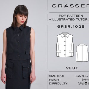 Vest sewing pattern for women | sizes 42 / 44 / 46 (RU) | model No. 1025