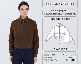 Suede Bomber Jacket Sewing Pattern N 1322 | Sizes 42 / 44 / 46 (RU)