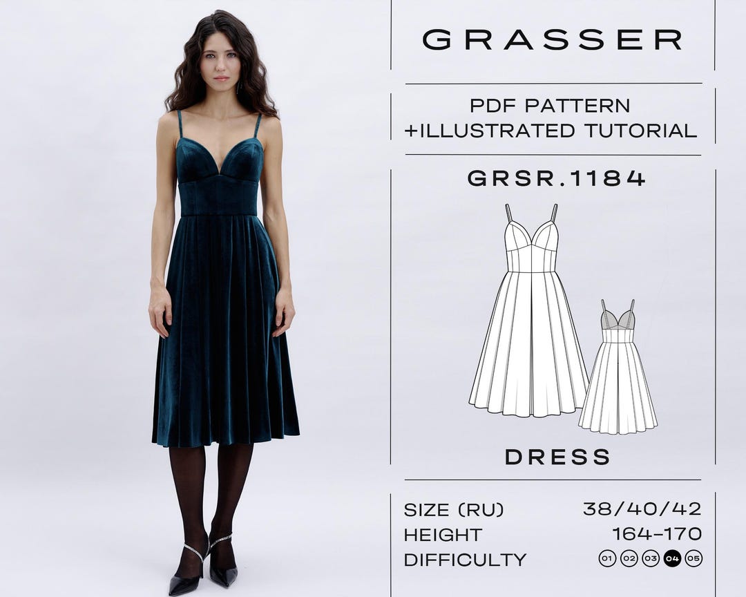 Bustier Dress Pdf Sewing Pattern With Tutorial | Sizes 38 / 40 / 42 (RU ...