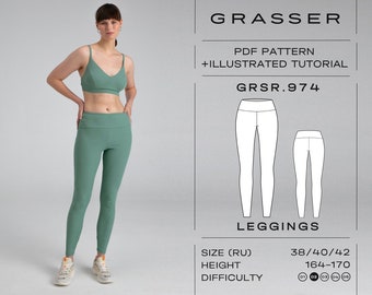 Leggings pdf sewing pattern for women sizes 38 / 40 / 42 (RU) | model No.974