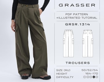 Cargo Trousers Sewing Pattern PDF | Sizes 50 / 52 / 54 (RU) | Grasser Pattern No. 1314