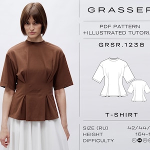 T-Shirt Sewing Pattern PDF Digital Download | Sizes 42 / 44 / 46 (RU) | Model No. 1238