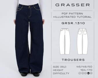 Barrel Jeans Sewing Pattern PDF | Sizes 46 / 48 / 50 (RU) | Grasser Pattern No. 1310