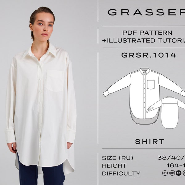 Oversized Shirt Schnittmuster mit Anleitung | Größen 38 / 40 / 42 (HE) | Modell Nr.1014