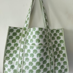 Reversible Floral Tote Bag Quilted Cotton Handmade Boho Eco Friendly Sustainable Sturdy Grocery Shopping Bag