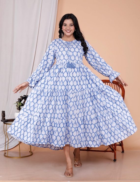 cotton on blue floral dress Amara Cotton Maxi Dress