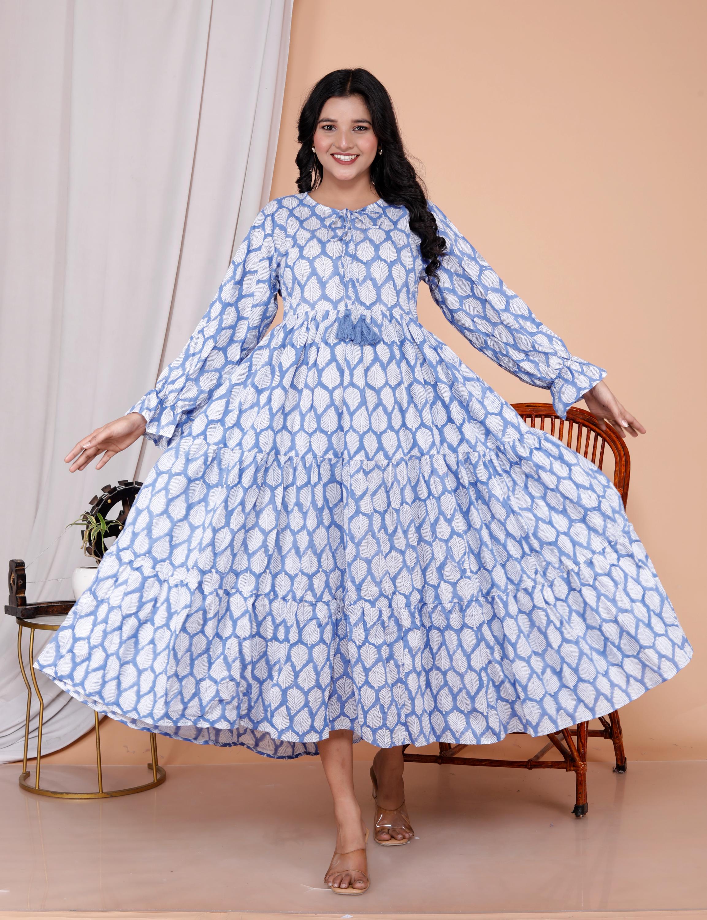 blue floral pattern dress JULIANNA DRESS main image 1