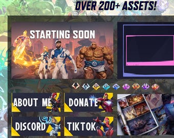 Marvel Rivals Stream Pack: meer dan 200 items! Geanimeerde twitch-/kickscènes, overlay, panelen, nokrand, subbadges en meer! Aanpasbaar!