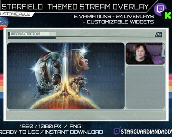 Starfield Stream Overlays x24 - Individualisierbar - 6 Variationen - Twitch/Kick/Youtube Overlay - Stream Pack - STARFIELD