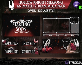 Hollow Knight: Silksong geanimeerde stream MEGA PACK - meer dan 130+ items! Aanpasbaar! Twitch-/kickscènes, overlay, panelen, randen en meer!