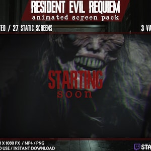 Resident Evil Requiem - Resi 9 - Tema - Paquete de pantallas animadas de Twitch - Comienza pronto / Vuelvo enseguida / Termina pronto / Sin conexión Biohazard 9