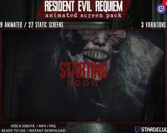Resident Evil Requiem - Resi 9 - thema - Twitch-geanimeerd streamschermpakket - binnenkort van start/ snel terug/ binnenkort afgelopen/ offline Biohazard 9