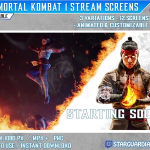Mortal Kombat 1 Stream Screens / Animated Overlay / Starting Soon - Be Right Back - Ending Soon - Offline / Customizable