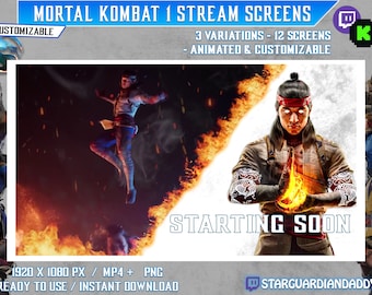 Mortal Kombat 1 Stream Screens / Animated Overlay / Starting Soon - Be Right Back - Ending Soon - Offline / Customizable