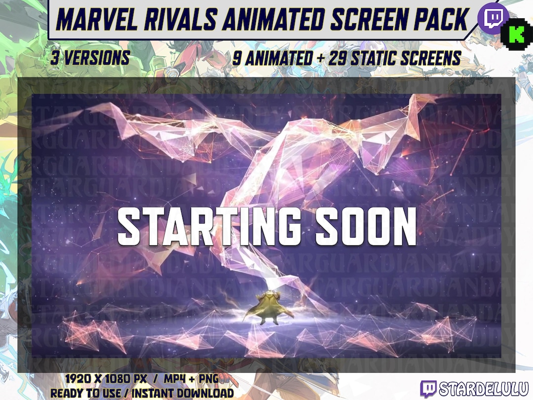 Marvel Rivals Splash Screen Marvel Rivals - Theme - Twitch Animated Stream Screen Pack - Starting ...