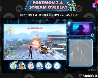 Pokémon Legends Z-A Customizable DIY Stream Overlay - Twitch/Kick/Youtube - Camera Cam Border - Game Border - Chat Box - Widgets - Pokemon