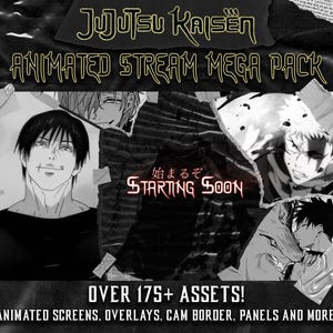 Animated Jujutsu Kaisen Cursed Dark Anime Stream Pack - Over 175 Assets! Twitch/Kick/YT Scenes, Overlay, Panels, Screens, Banners, Icons...