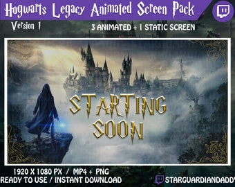 Hogwarts Legacy Screen Pack Overlay - Harry P Twitch Layout - Starting Soon - Be Right Back - Ending Soon - Offline - Versie 1