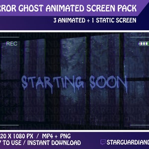 Horror Ghost Theme - Twitch Animated Stream Screen Pack -  Starting Soon / Be Right Back / Ending Soon / Offline
