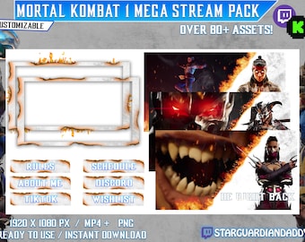 Mortal Kombat 1 Stream Mega Pack . Over 80 Assets, Animated Twitch/Kick Scenes, Panels, Cam Border, Screens - Customizable
