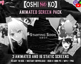Oshi No Ko - Dark Cursed Anime Theme - Stream Screen Pack -Starting Soon / Be Right Back / Ending Soon / Offline / Twitch - My Favorite Idol