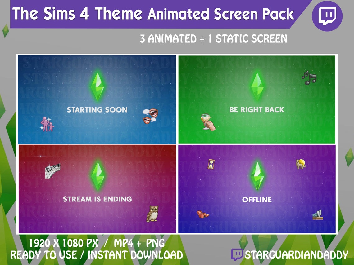 The Sims 4 Loading Screen Theme Twitch Animated Stream Screen Pack