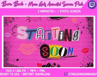 Burn Book - Mean Girls - Pink Journal - Twitch Animated Stream Screen Pack - Binnenkort beginnen / Direct terug zijn / Binnenkort eindigen / Offline