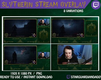 Slytherin Themed Stream Overlay - Hogwarts Legacy - Harry P Layout - Twitch / Youtube / Mixer